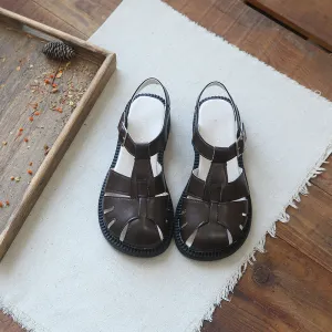 Women Retro Hollow Flat Casual Sandals