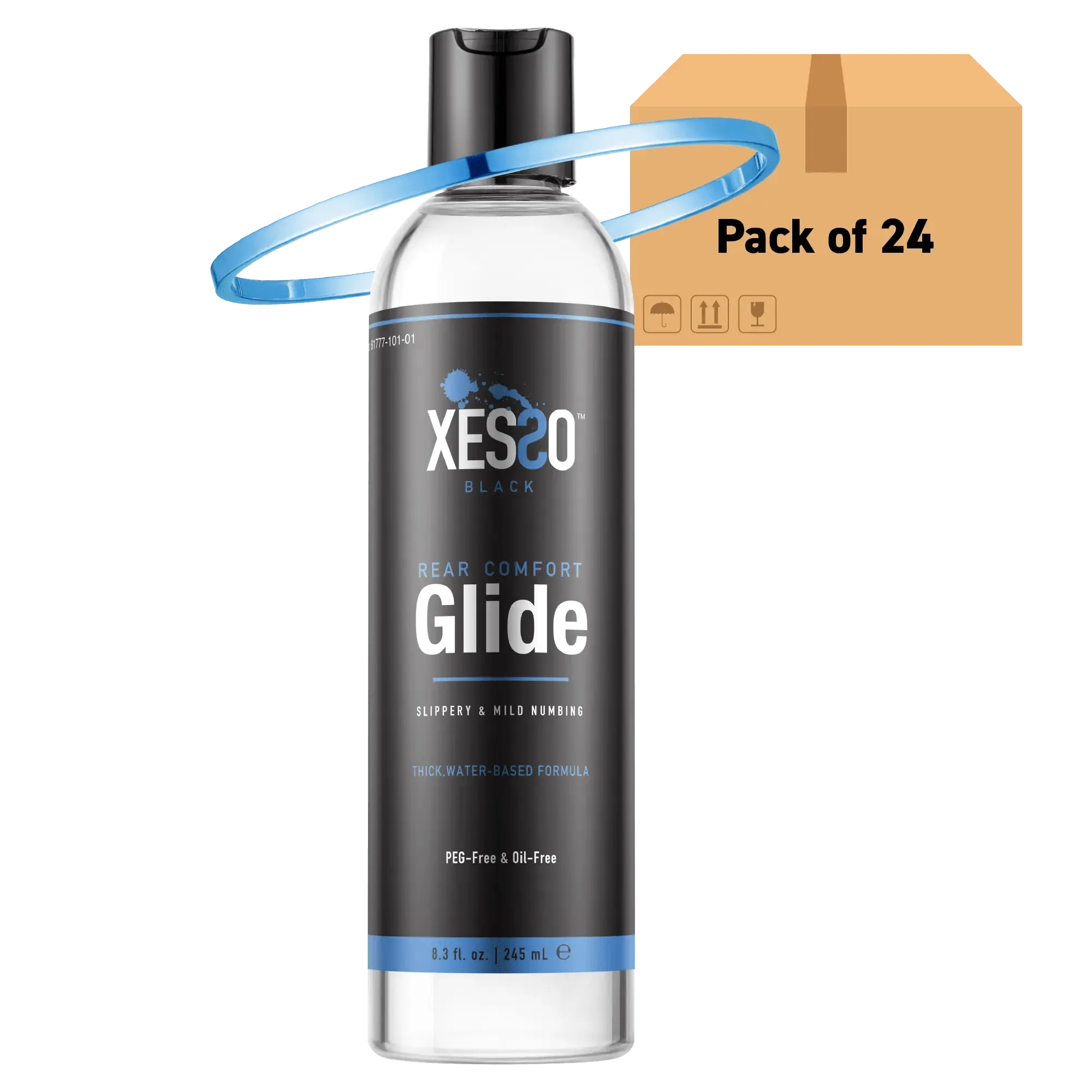 XESSO Rear Comfort Lube w/ 4% Lidocaine, 8.3 fl. oz., Pack of 24, Totaling 199.2 fl. oz. / 1.56 gallons, Case-pack