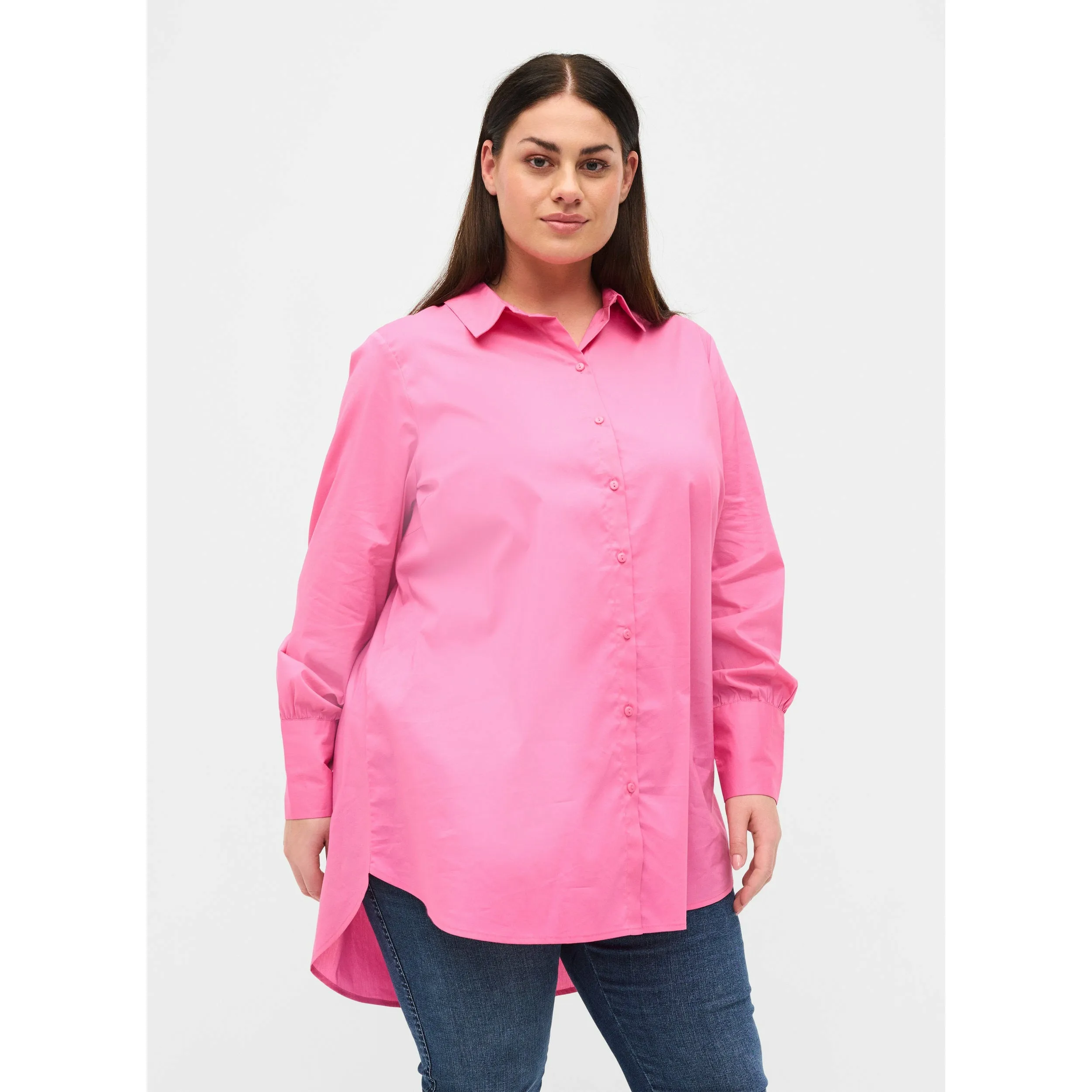 Zizzi Longline Shirt in Pink